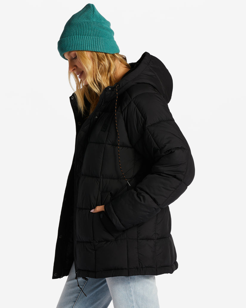 Womens Venture On Puff Zip-Up Hooded Jacket