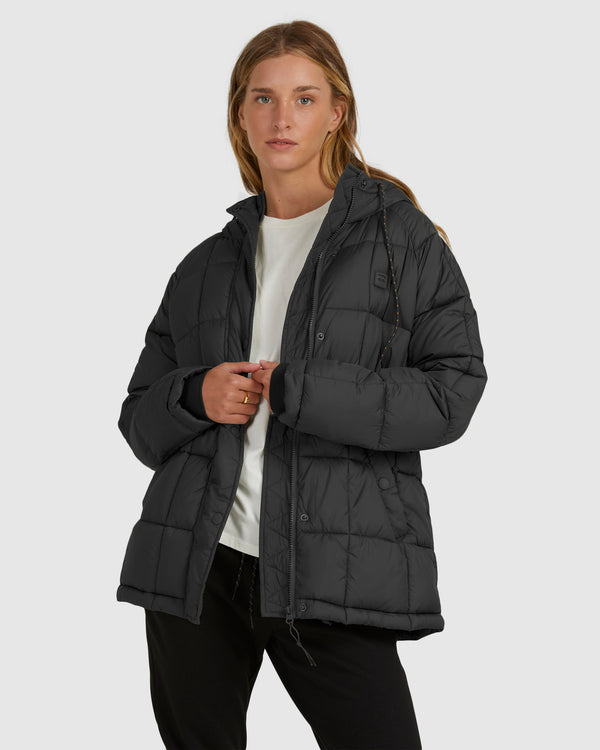 Womens Venture On Puff Zip-Up Hooded Jacket