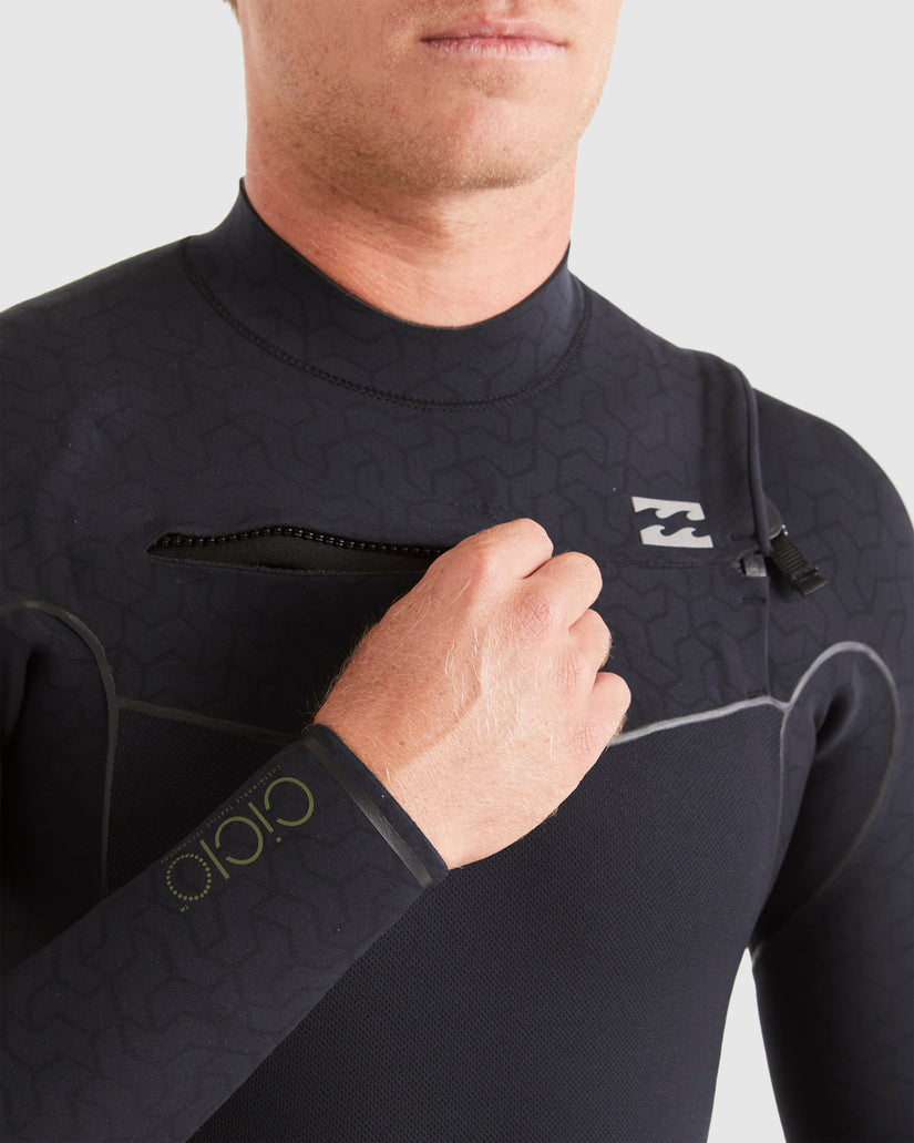 Mens 3/2mm Furnace Natural Chest Zip Steamer Wetsuit