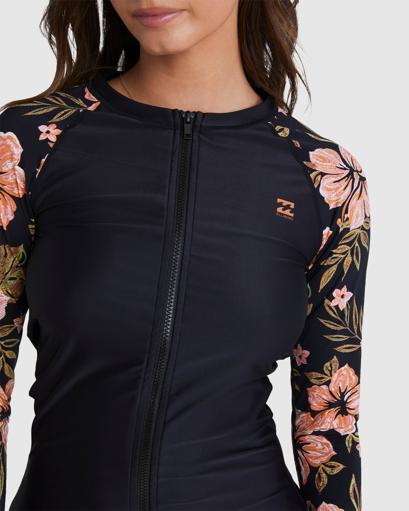 Hooked On Tropics Long Sleeve Zip Rash Vest