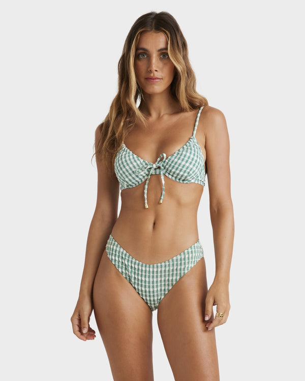 Womens Wave Check Ella Bra Bikini Top